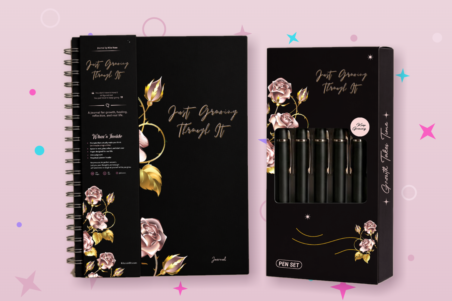 Growing Through It Matching Journals and Gel Pen Set